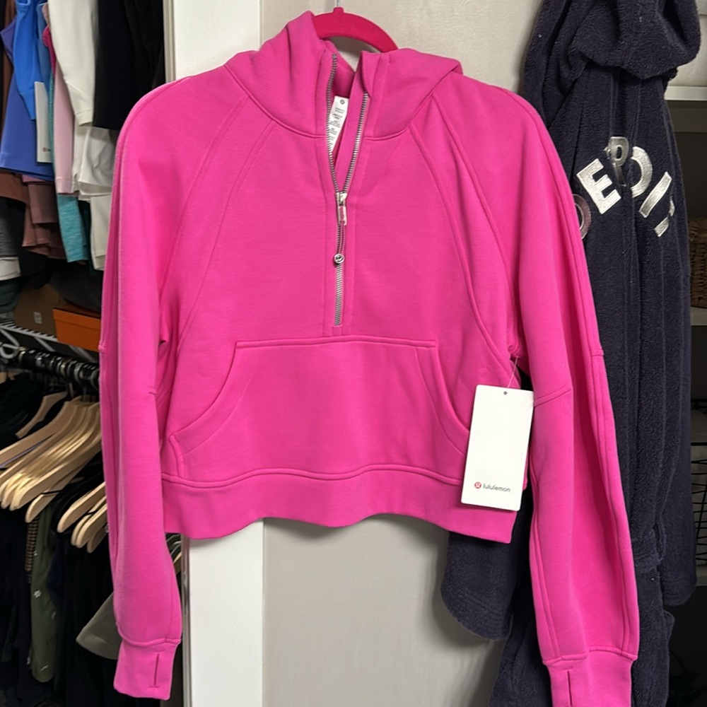 Sonic Pink Cropped Scuba quarter zip XS/S